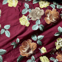 Fancy Styles Fabric - Back in Stock!  Duchess Seraphina 100% Silk Taffeta Embroidery Floral Fabric- Dark Red