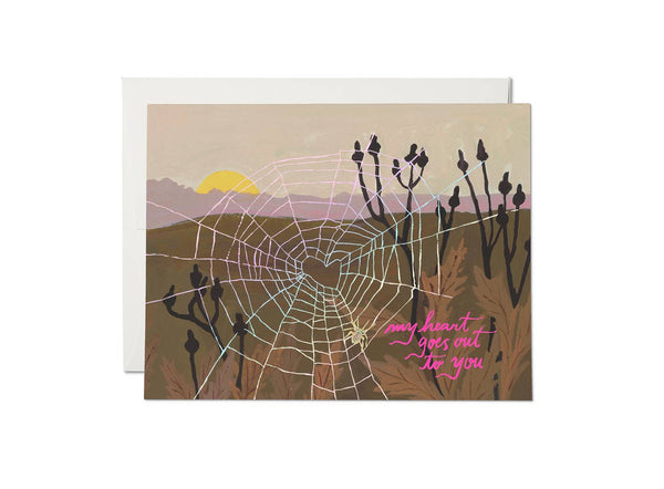 Red Cap Cards - Spider Web Heart sympathy greeting card