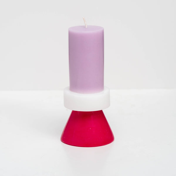 Purple, White, and Pink Stack Candles TALL