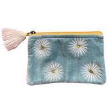 Chloe & Lex - Velvet Daisies on Aqua Coin Purse: Small