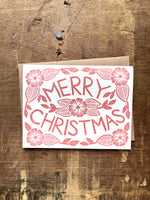 Red & White "Merry Christmas" Block Printed Holiday Card