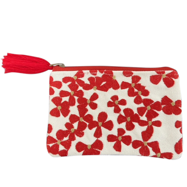 Chloe & Lex - Red White Floral Pouch