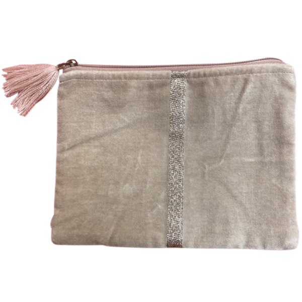 Chloe & Lex - Velvet Pouch Soft Beige