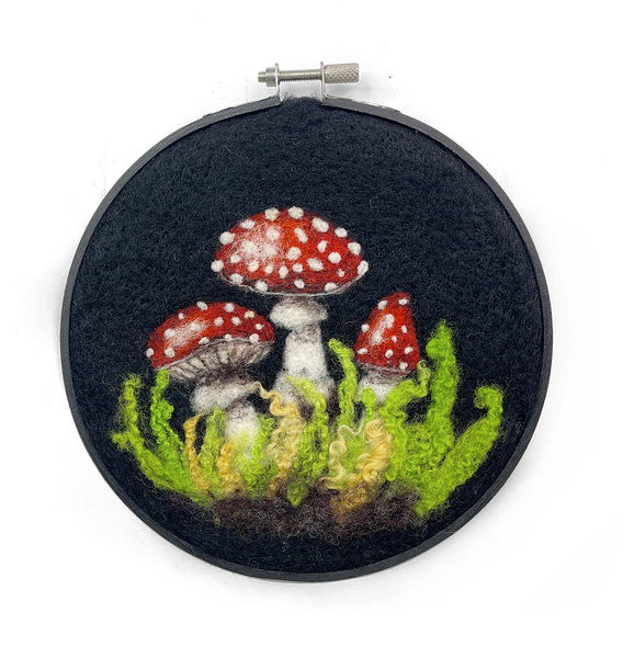 The Crafty Kit Company - Toadstools in a Hoop Needle Felting Craft Kit