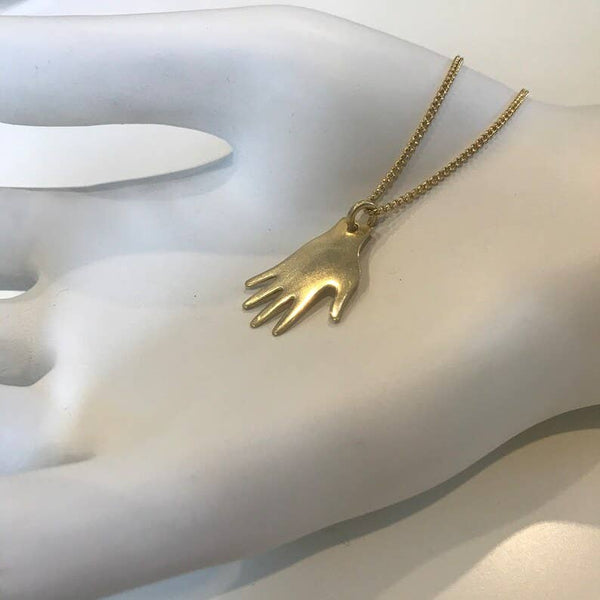 Butter Brass by Vittrock - Gold Plated 18" HAND PALM Pendant Necklace