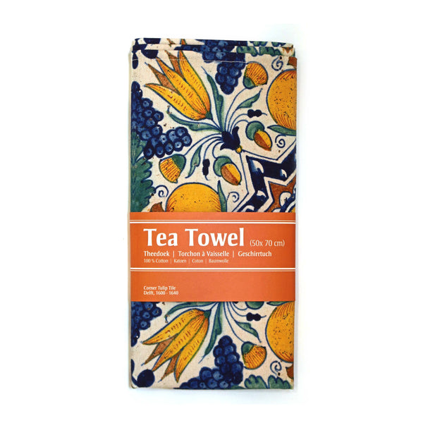 MUSEUM WEBSHOP - Tea Towel, Polychrome Tulip Corner Tile