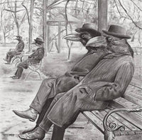 Keith Harrop - Print. #35 'A Conspiracy of Ravens.'  Pencil Art. Film Noire