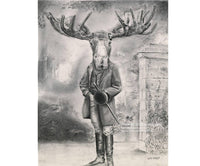 Keith Harrop - Print. #34 Moose.  Pencil art. Vintage Victorian style