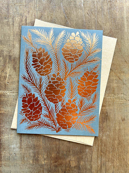 Foil Stamped Cards- Pinecone