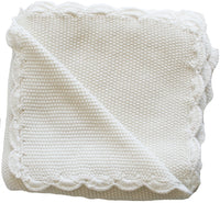Knit Mini Moss Stitch Blanket 100% cotton - Ivory 100cm x 100cm