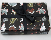 Black Botanicals Wrapping Paper