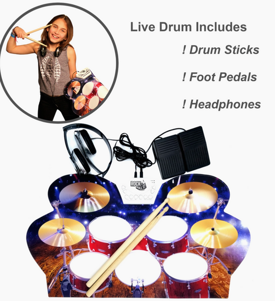 Drum LIVE! - Electronic Silicone Pad + Headphones + Pedals