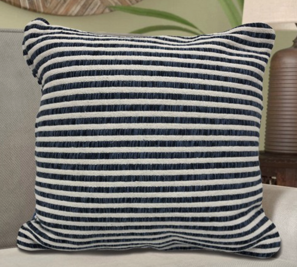 Blue and White Striped Throw Pillow  Blue/White