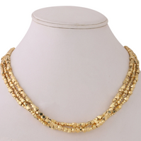 17" Contemporary beaded brass multi-strand necklace.