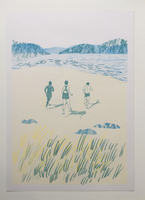 Running in the Sea Riso Print by Louise Smurthwaite