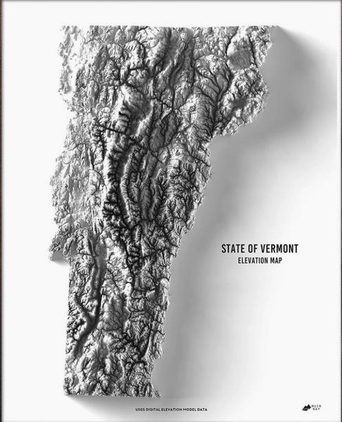 Raised Elevation Map of Vermont