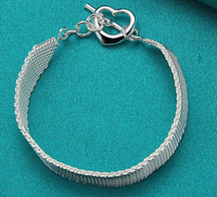 Flat Sterling Silver Woven Bracelet with Clasp
