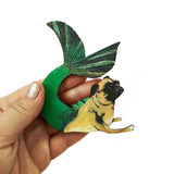 Pergamo Paper Goods - Mermaid Pug Wood Magnet