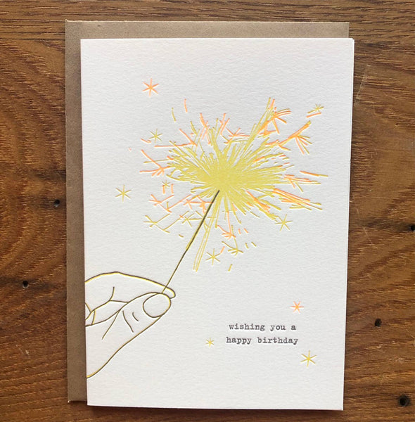 Sparkler Wishes Happy Birthday Letterpress Card