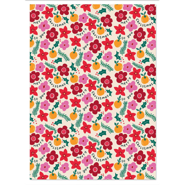 Christmas Floral Wrapping Paper