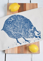 Hearth and Harrow - Organic Cotton Guinea Hen Tea Towel in Navy Blue