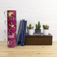 Fuchsia Thistle | Green & Pink Stacking Mug, Set of 4